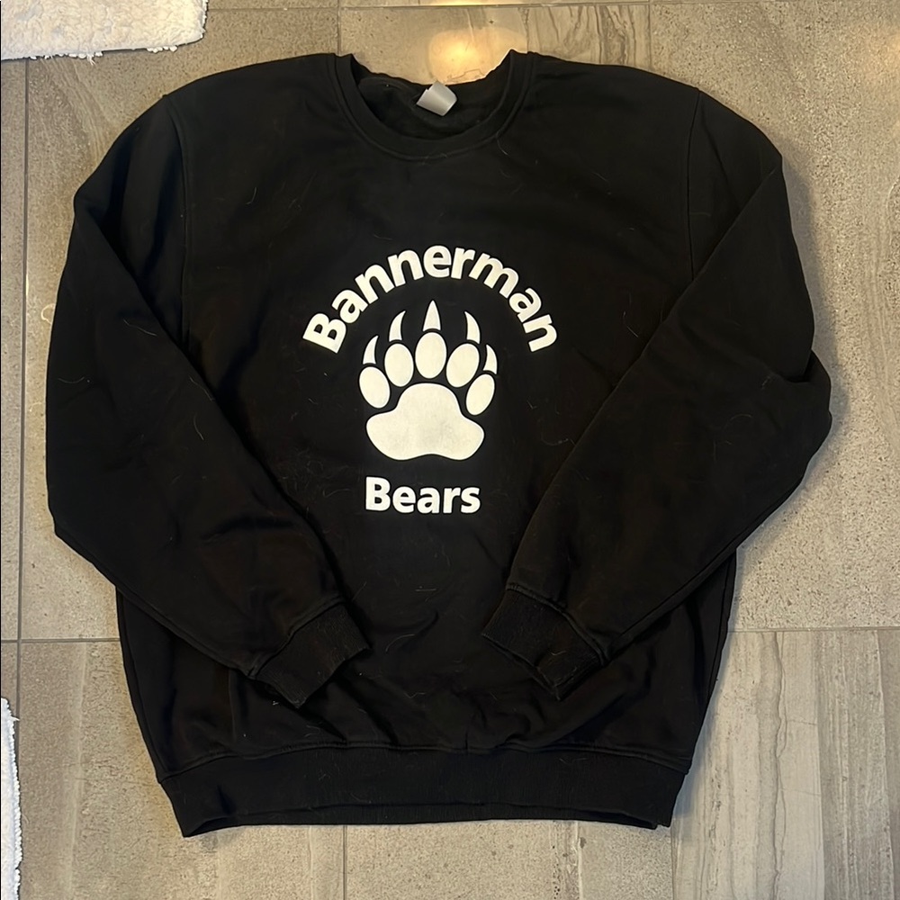 Crewneck Sweater with Bold Bear Design